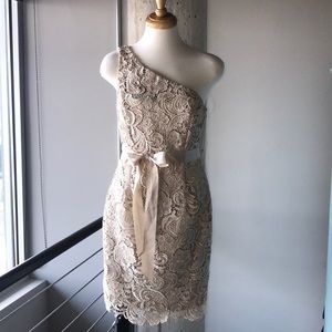 Champagne lace cocktail dress